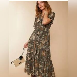 Spartina 449 Dress Womens M Botanical Floral Midi Dress M